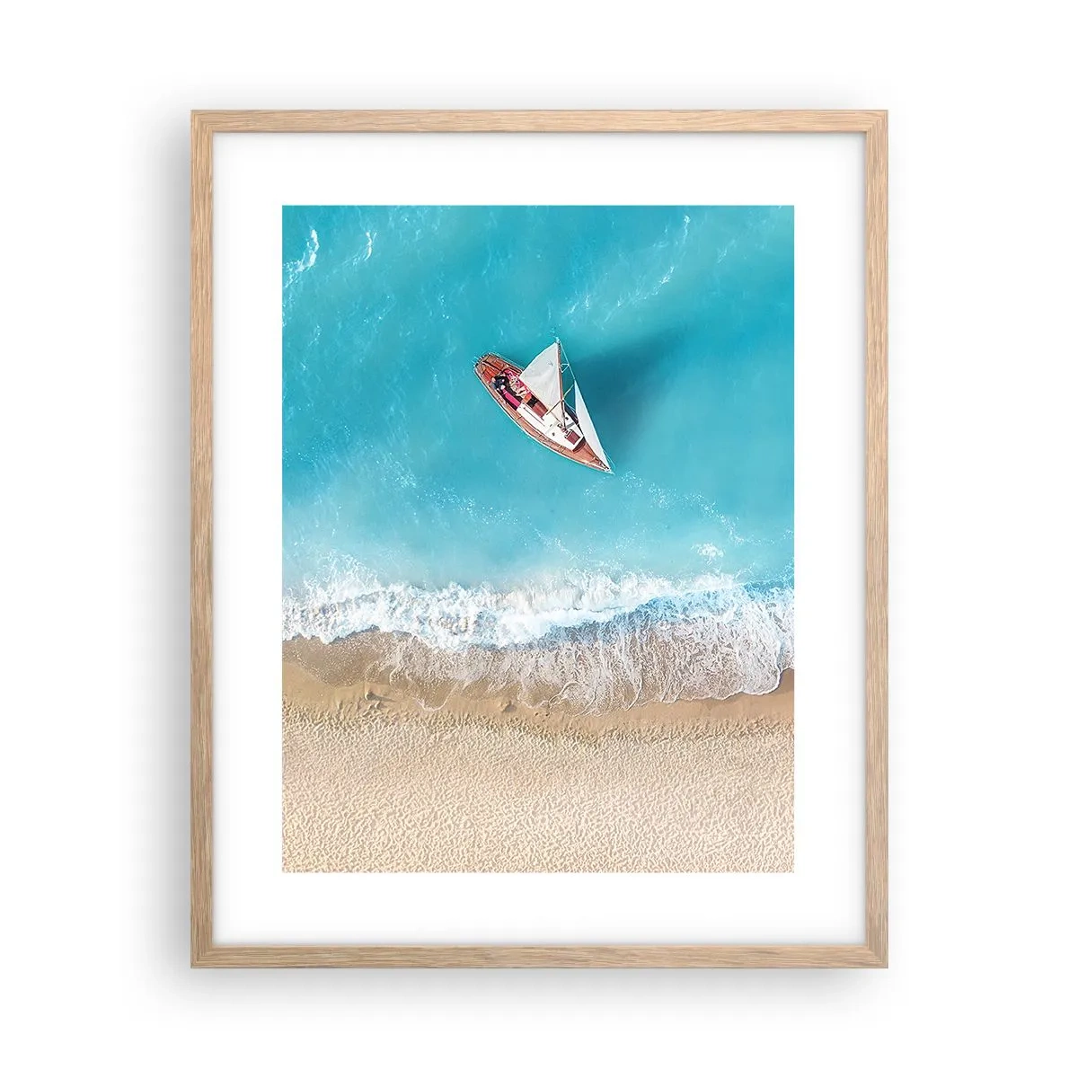 Plakat i ramme af lyst egetræ - På grænsen mellem blå og guld - 40x50 cm