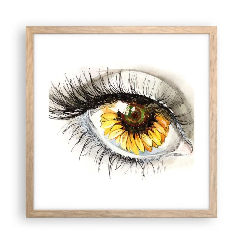 Plakat i ramme af lyst egetræ - Et look lige så varmt som sommeren - 40x40 cm