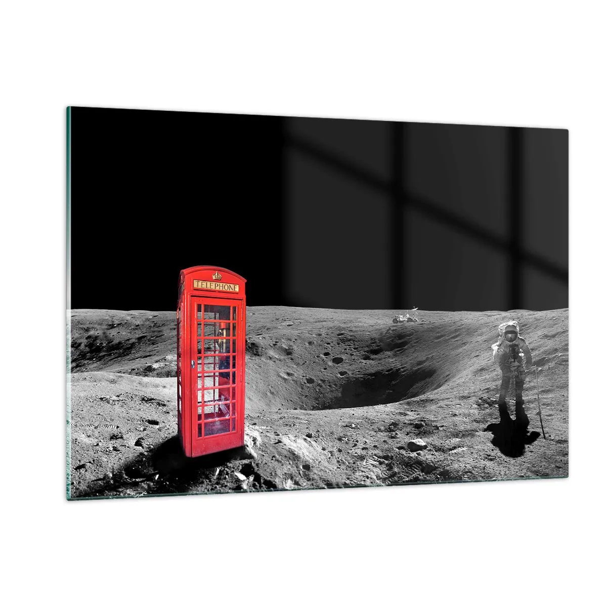 Billede på glas - Kosmisk vittighed - 120x80 cm