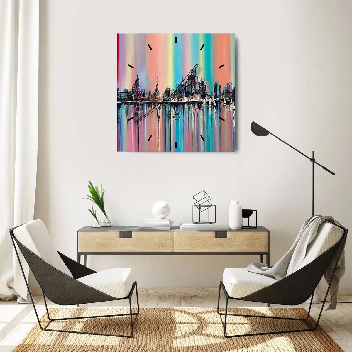 Vægur, Uret - Skinne nattens lys - 30x30 cm