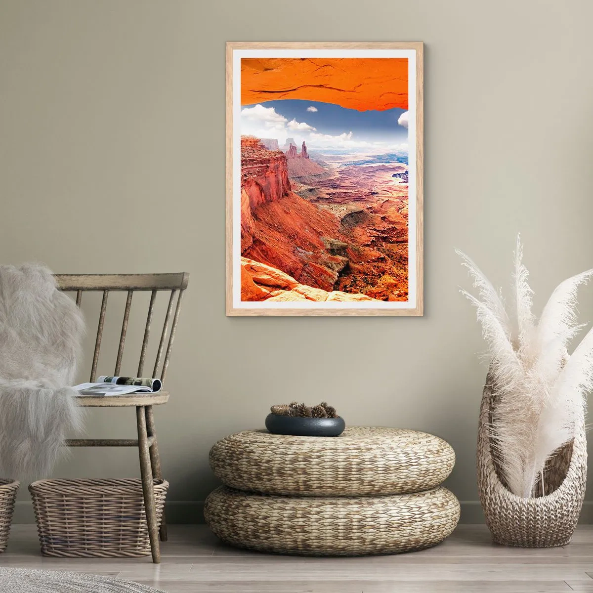 Plakat i ramme af lyst egetræ - Udskåret af naturen selv - 40x50 cm