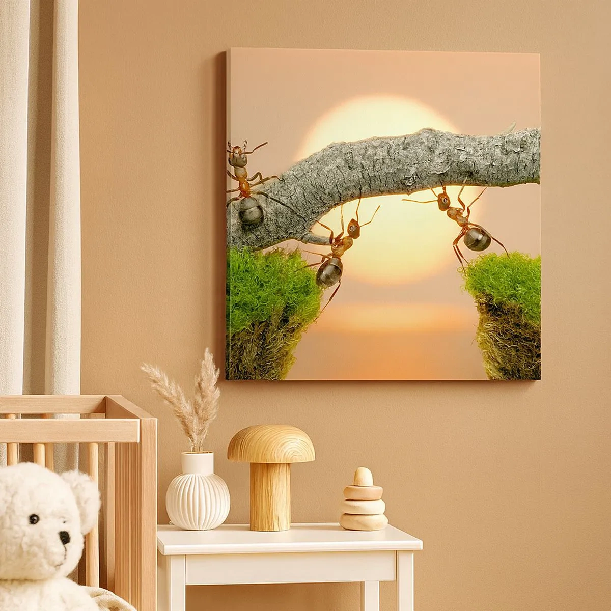 Lærredstryk - Billede på lærred - Glædeligt, fælles arbejde - 30x30 cm