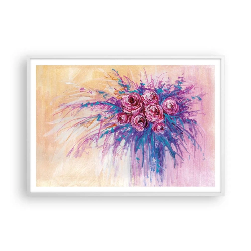 Plakat i hvid ramme - Rose springvand - 100x70 cm