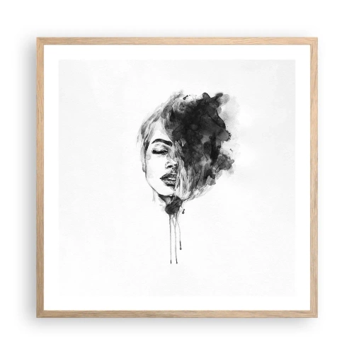 Plakat i ramme af lyst egetræ - Hvad piger drømmer om - 60x60 cm