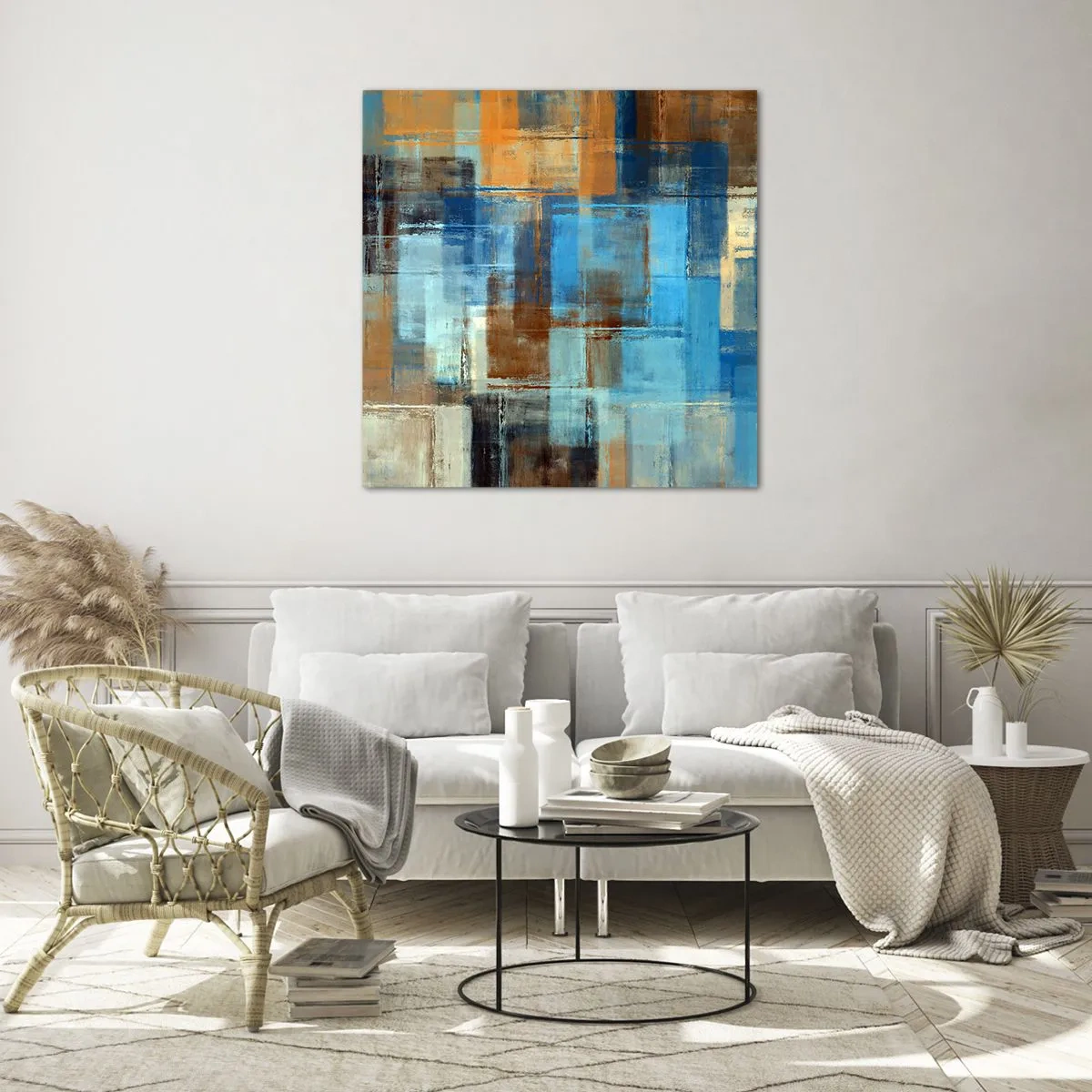 Billede på glas - Gennem det blå slør - 30x30 cm