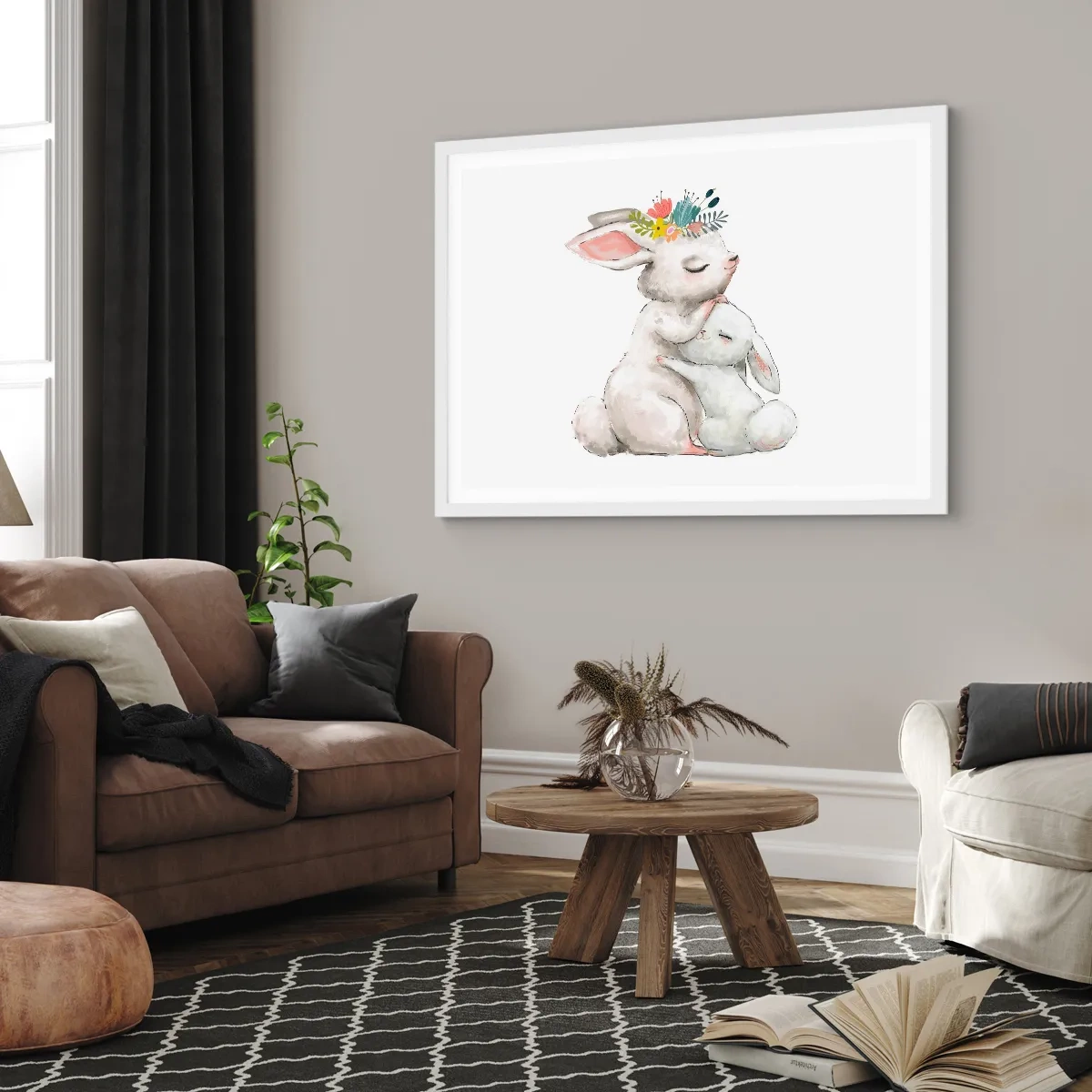 Plakat i hvid ramme - Der er intet sted som hos mor - 40x30 cm