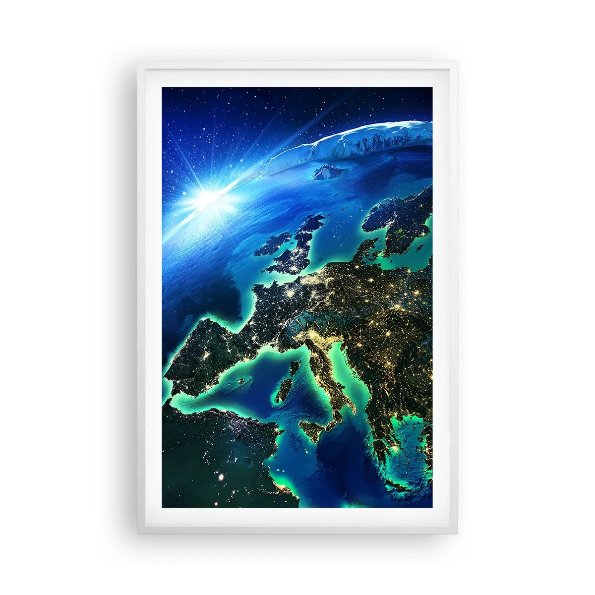 Plakat i hvid ramme - Et funklende Europa - 61x91 cm