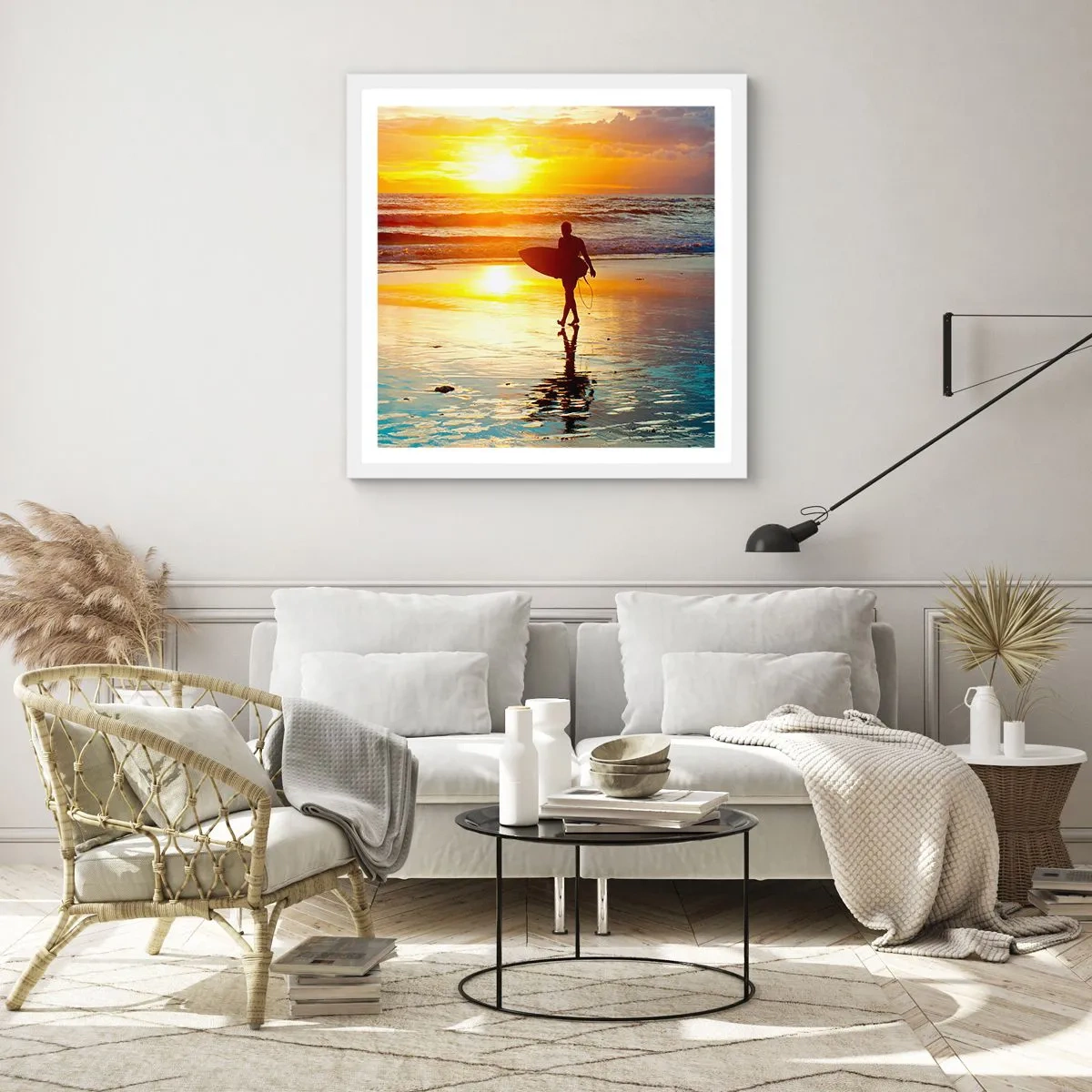 Plakat i hvid ramme - Krigerens tilbagevenden - 60x60 cm