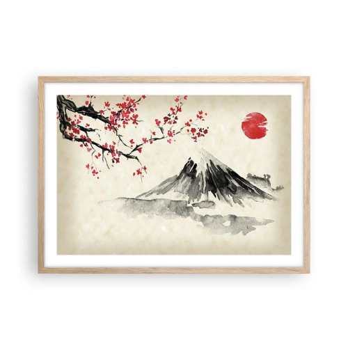 Plakat i ramme af lyst egetræ - Bliv forelsket i Japan - 70x50 cm