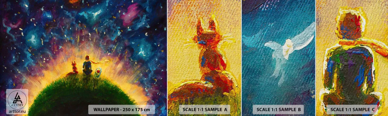 Prøve Fototapet Premium Canvas - Kærlighed og venskab - hele verden - For børn, Venskab, Abstraktion - 100x30 cm