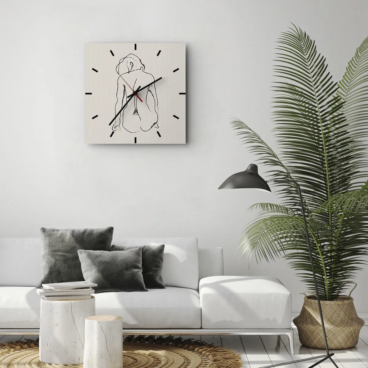 Vægur, Uret - Nøgen pige - 40x40 cm