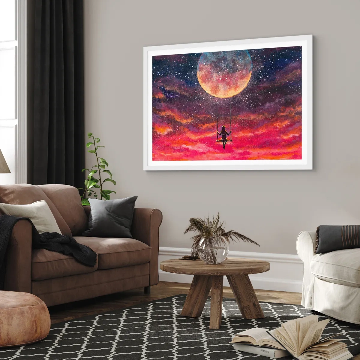 Plakat i hvid ramme - Glæd dig i skyerne - 40x30 cm