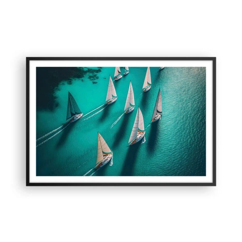 Plakat i sort ramme - Konkurrerer med vinden - 91x61 cm