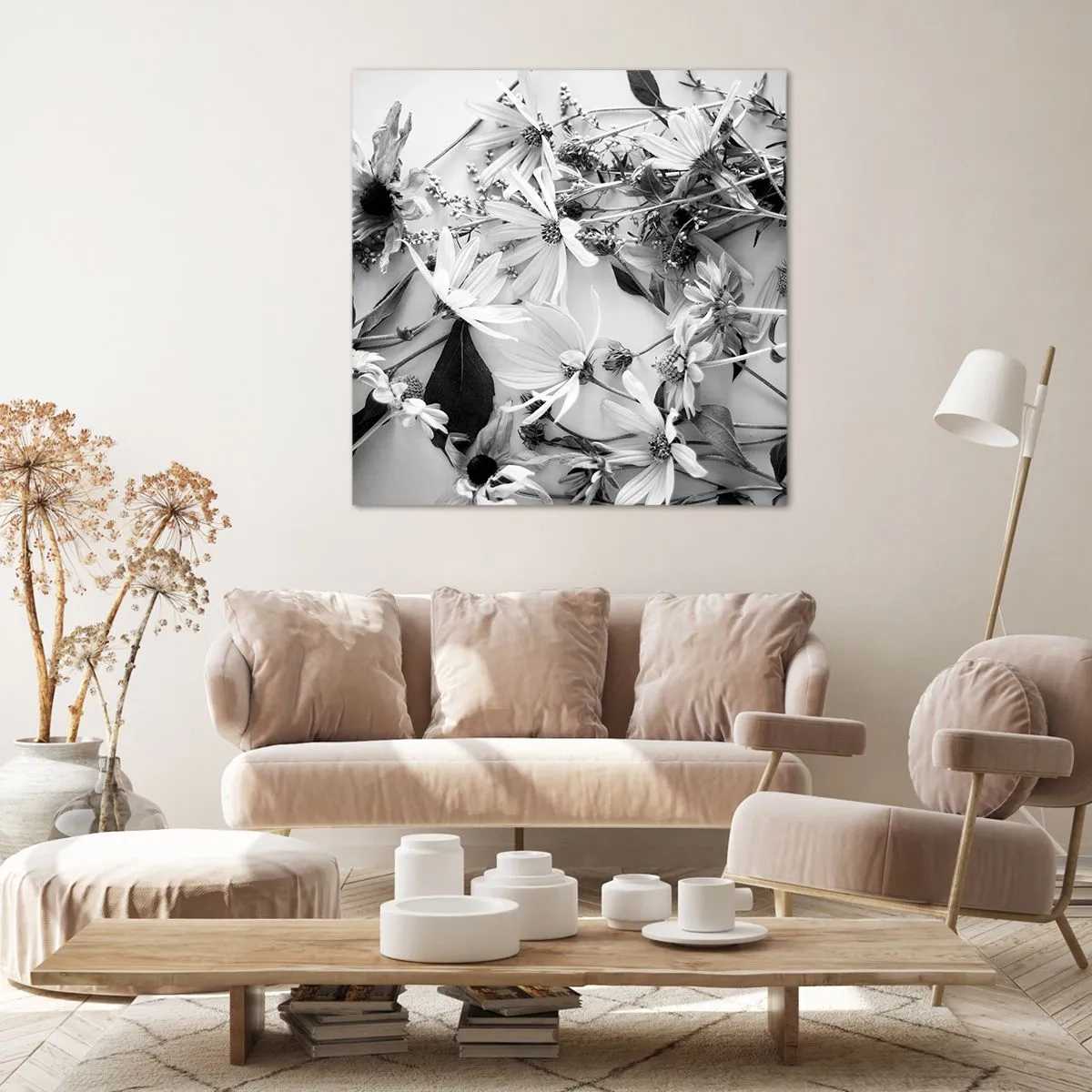 Lærredstryk - Billede på lærred - Blomster uden buket - 30x30 cm
