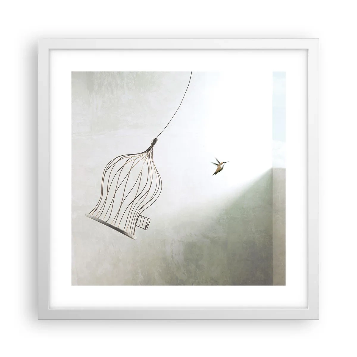 Plakat i hvid ramme - I sit elementet - 40x40 cm