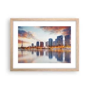 Plakat i ramme af lyst egetræ - Den monumentale ro i Paris - 40x30 cm