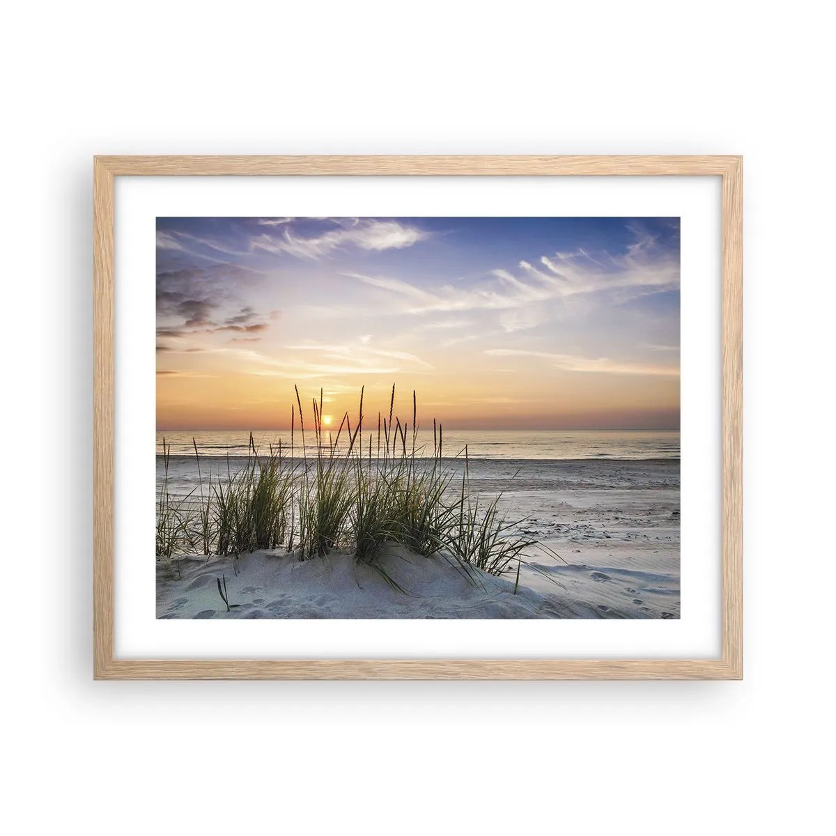 Plakat i ramme af lyst egetræ - Se, tænk, føl - 50x40 cm