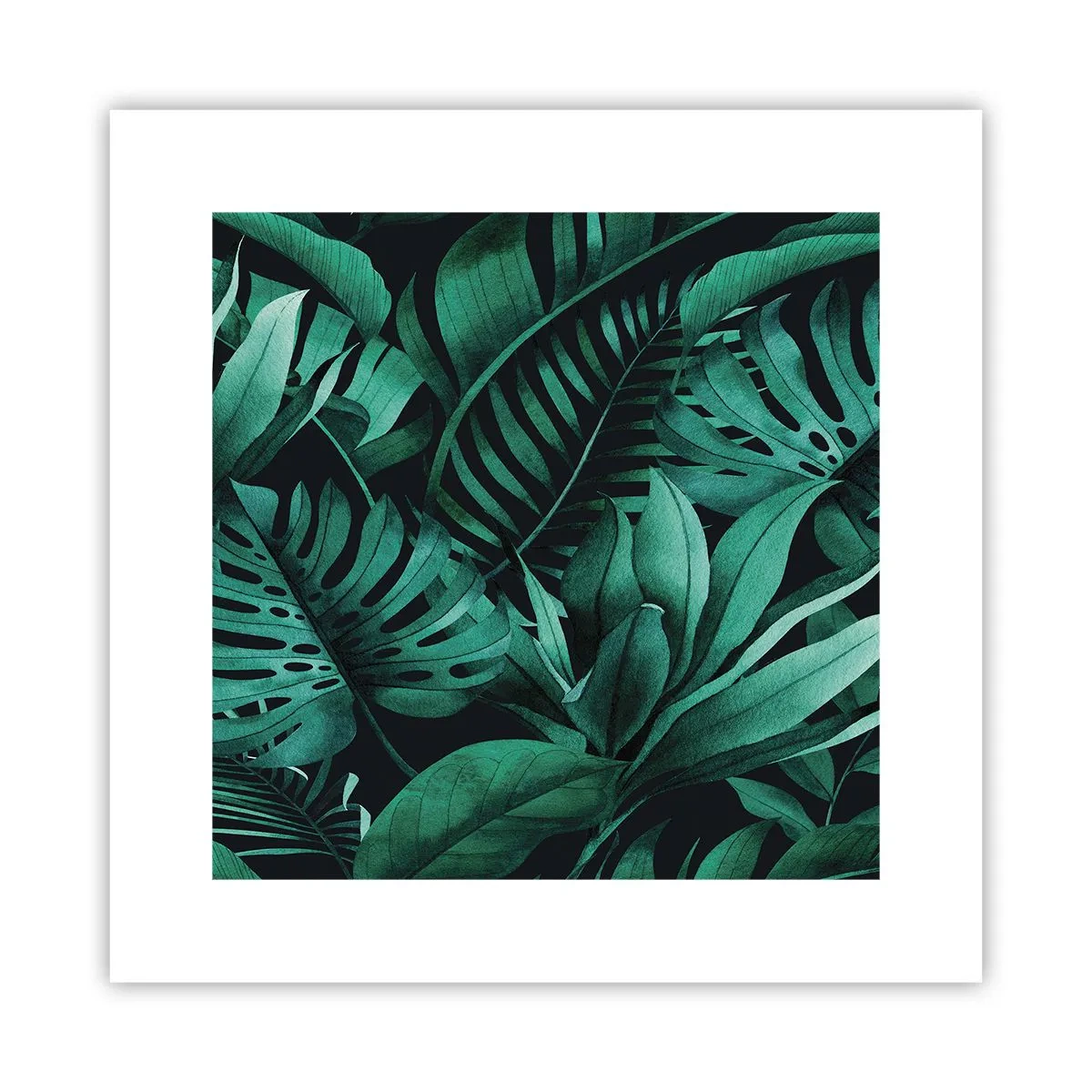 Plakat - Dyb tropisk grøn - 30x30 cm