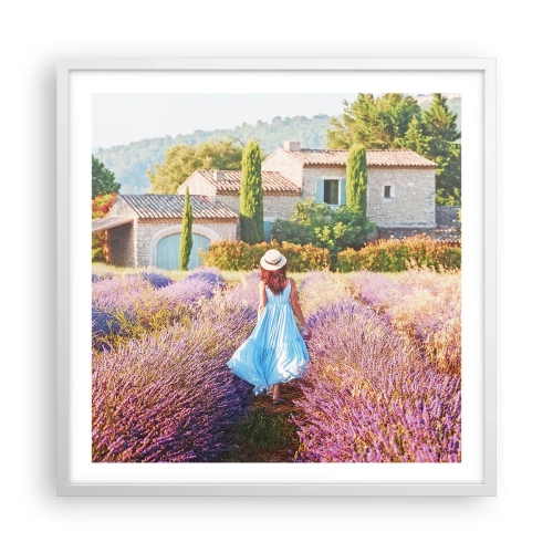 Plakat i hvid ramme - Lavendel pige - 60x60 cm