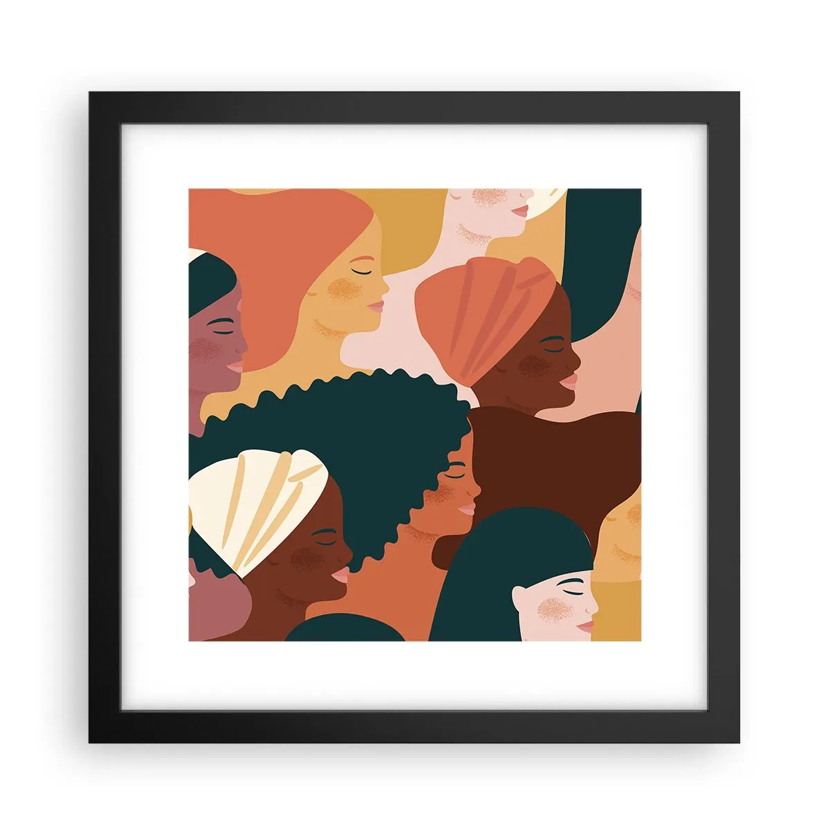 Plakat i sort ramme - Kun kvindelighed - 30x30 cm