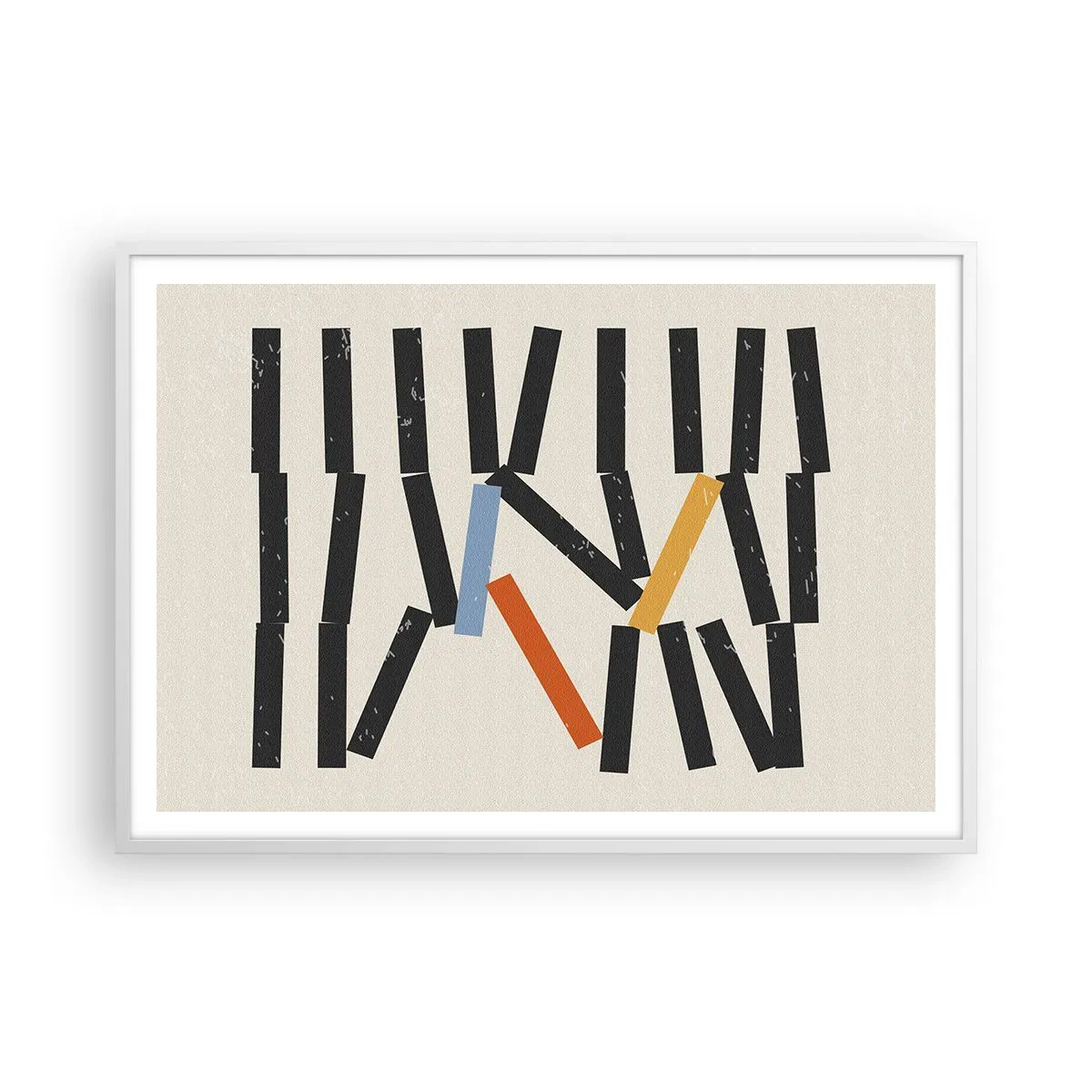 Plakat i hvid ramme - Dominoer - komposition - 100x70 cm