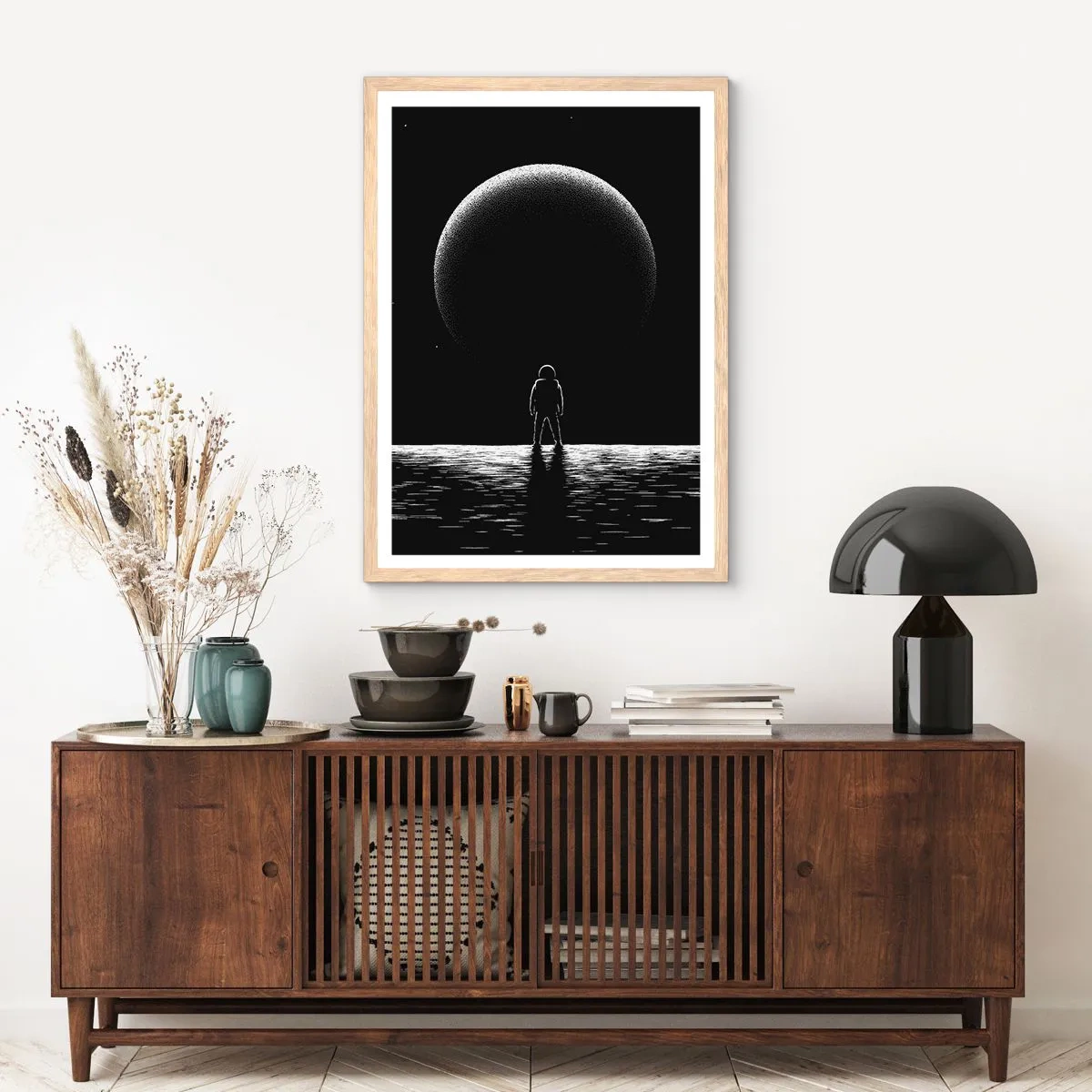 Plakat i ramme af lyst egetræ - Ansigt til ansigt - 40x50 cm