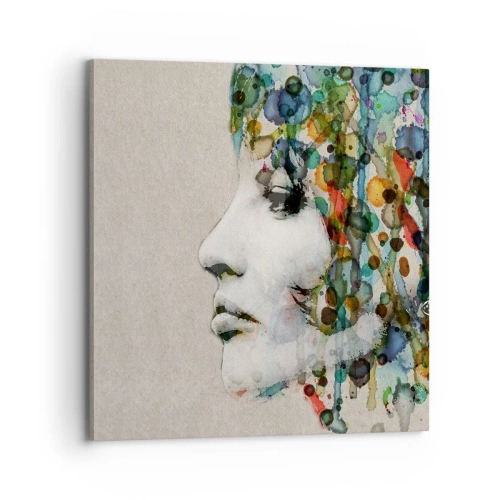Lærredstryk - Billede på lærred - Hun kom ud af den grå - 70x70 cm