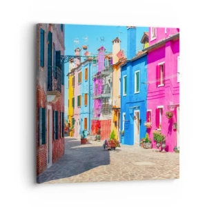 Lærredstryk - Billede på lærred - Byen "Under papegøjer” - 30x30 cm