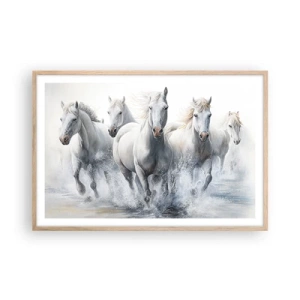 Plakat i ramme af lyst egetræ - Hvid magi - 91x61 cm