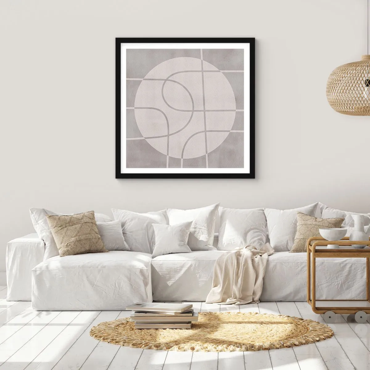 Plakat i sort ramme - Cirkulær og lige frem - 60x60 cm