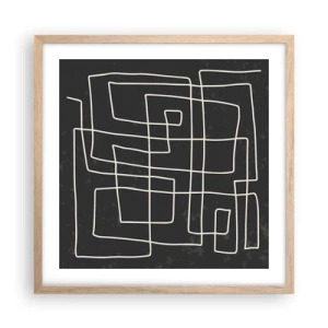 Plakat i ramme af lyst egetræ - Ikke helt så enkel - 50x50 cm