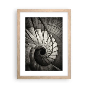 Plakat i ramme af lyst egetræ - Op ad trapperne, ned ad trapperne - 30x40 cm