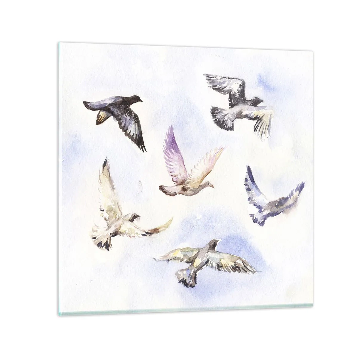 Billede på glas - Frihed i grå og blå - 30x30 cm