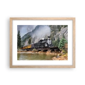 Plakat i ramme af lyst egetræ - Og hvorhen? Hvorhen? - 40x30 cm