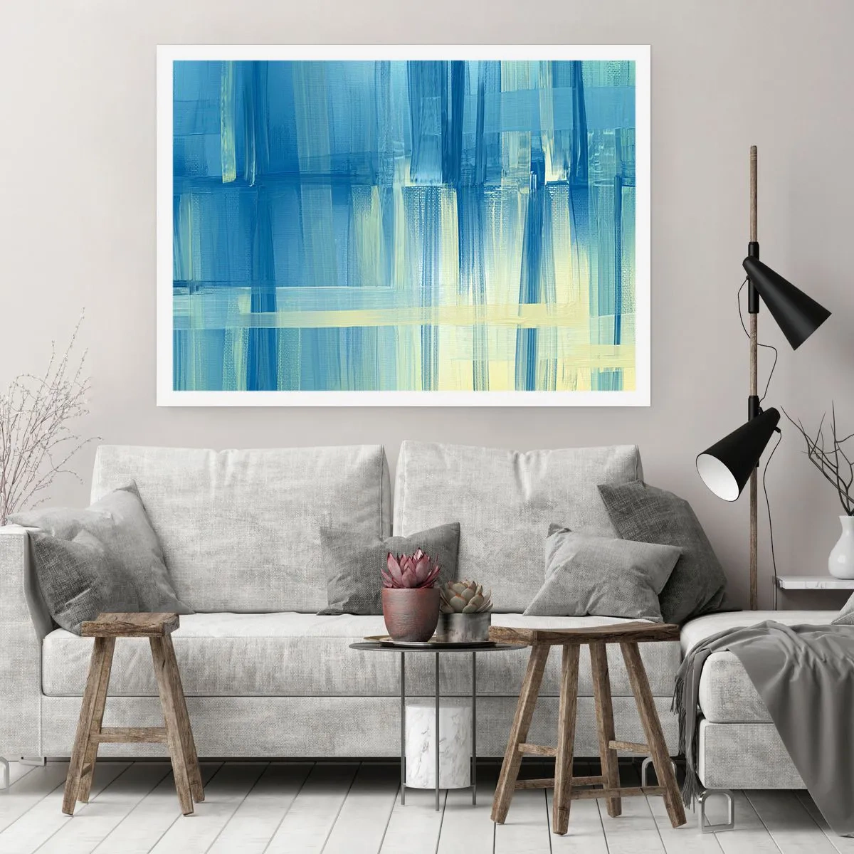 Plakat - Komposition i turkis - 70x50 cm