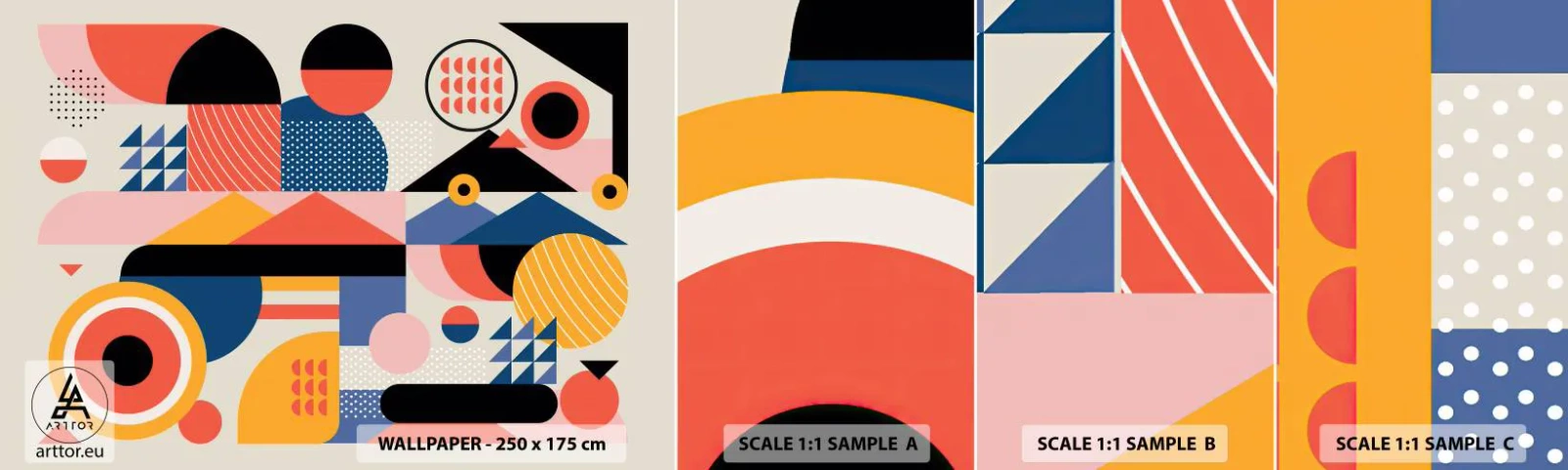 Fototapet Prøve Standard Eco - Komposition: Leg - Abstraktion, Vektor, Moderne - 100x30 cm