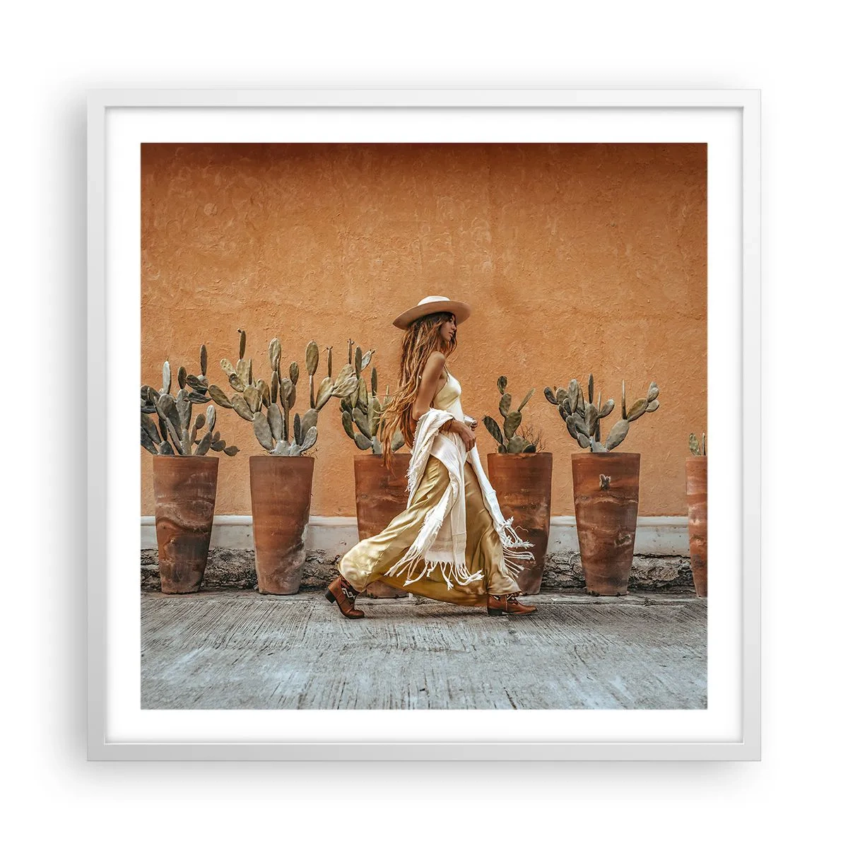 Plakat i hvid ramme - I en hippieagtig stil - 60x60 cm