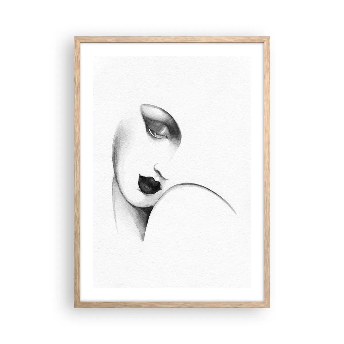 Plakat i ramme af lyst egetræ - I Lempickas stil - 50x70 cm