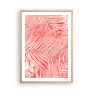 Plakat i ramme af lyst egetræ - Lyserødt koncept - 50x70 cm