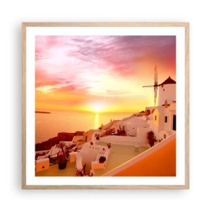 Plakat i ramme af lyst egetræ - Opløses i hvidt og guld - 60x60 cm