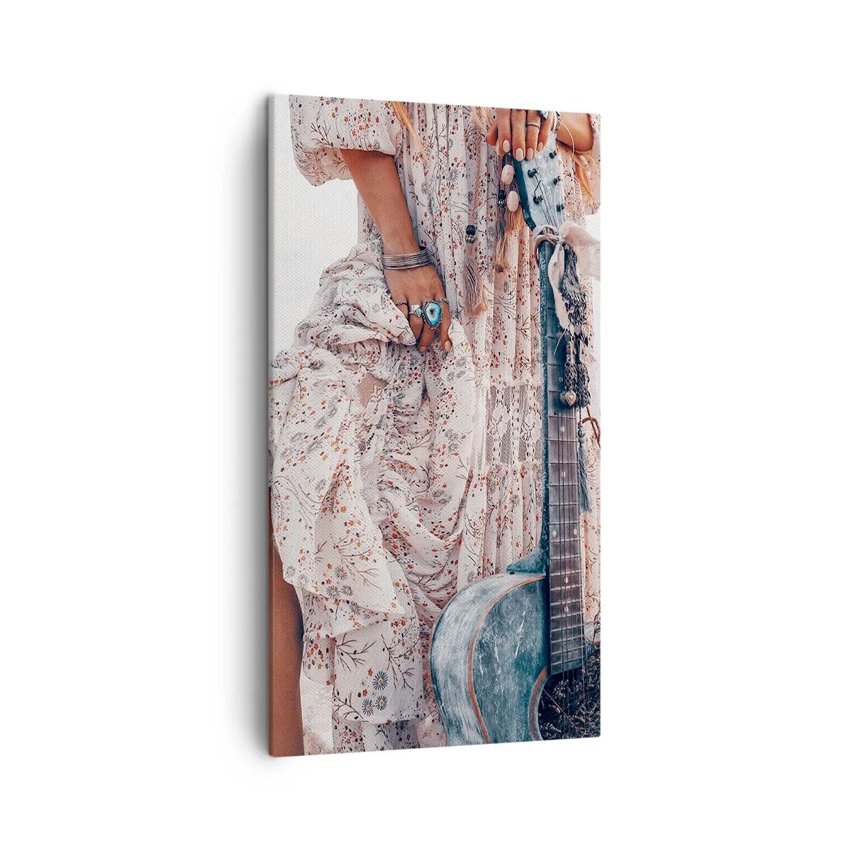 Lærredstryk - Billede på lærred - Børn blomster på vej - 45x80 cm