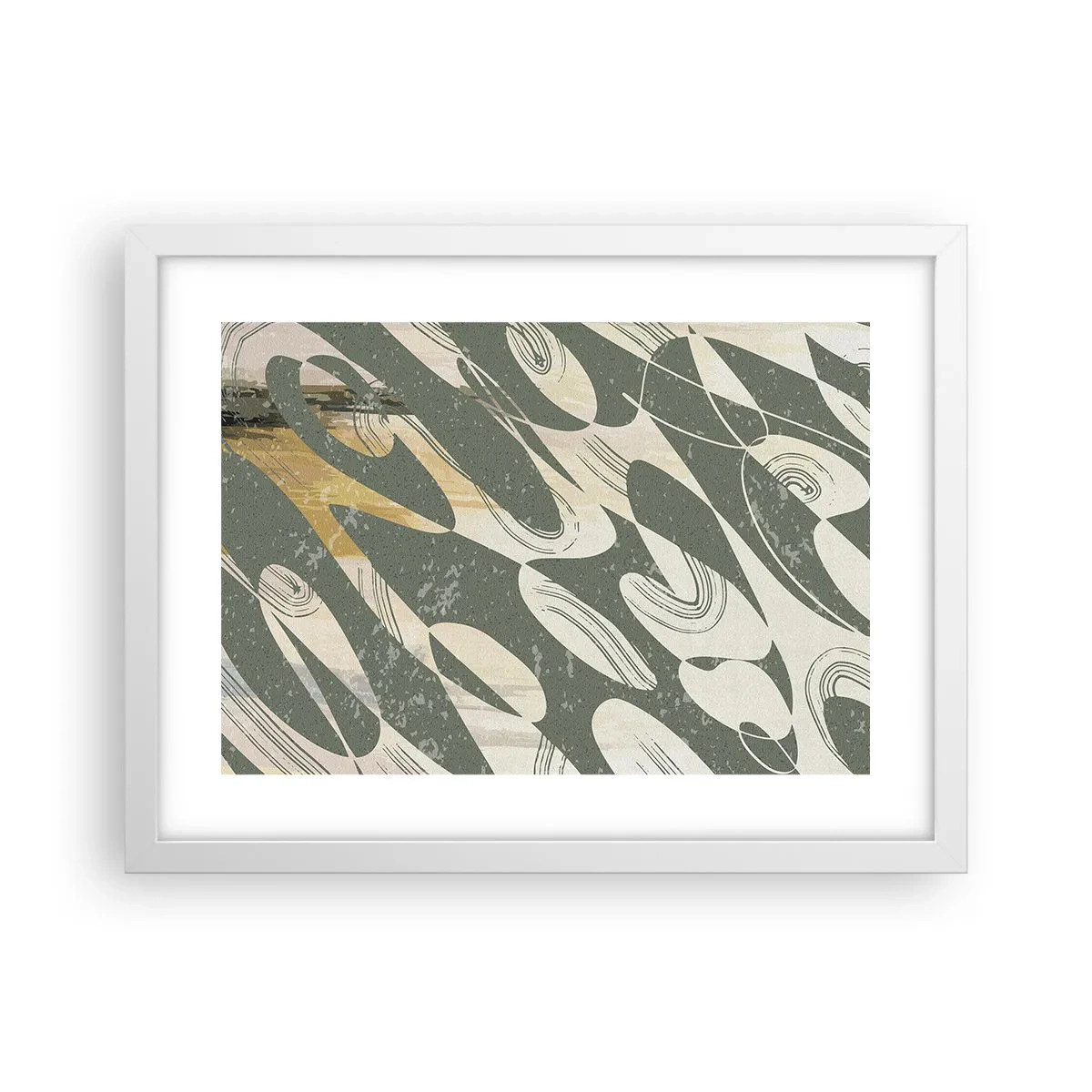 Plakat i hvid ramme - Rytmisk abstraktion - 40x30 cm