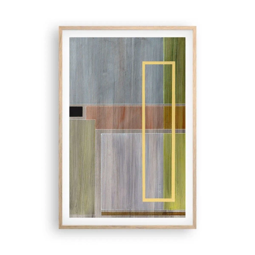 Plakat i ramme af lyst egetræ - Lige og rolig - 61x91 cm