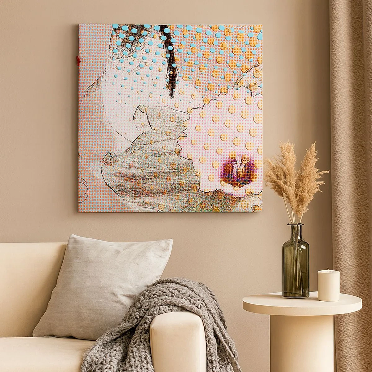 Lærredstryk - Billede på lærred - Tegneserieheroin - 30x30 cm