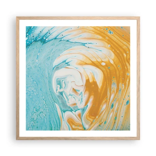 Plakat i ramme af lyst egetræ - Pastel hvirvel - 60x60 cm