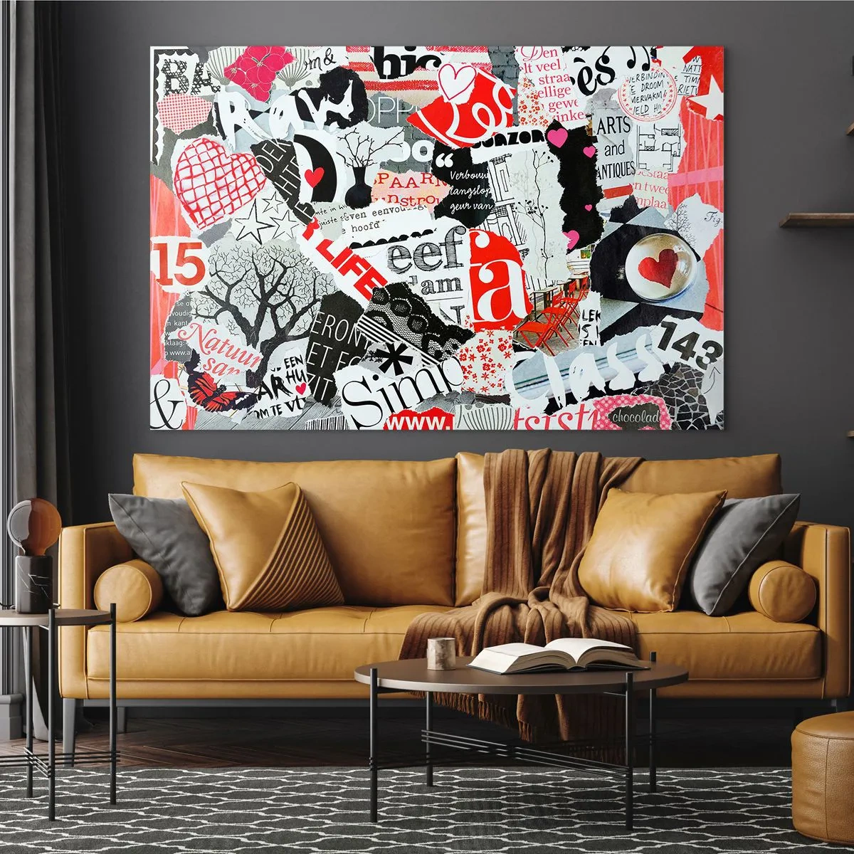 Billede på glas - Hipster collage - 100x70 cm