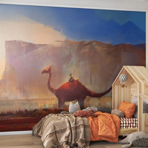 Fototapet Premium Sand - Hvis de ikke var uddøde - Abstraktion, Dinosaurus, Fantasi - 300x210 cm