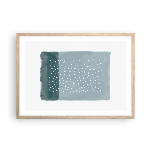 Plakat i ramme af lyst egetræ - Dyrket i blåt - 70x50 cm