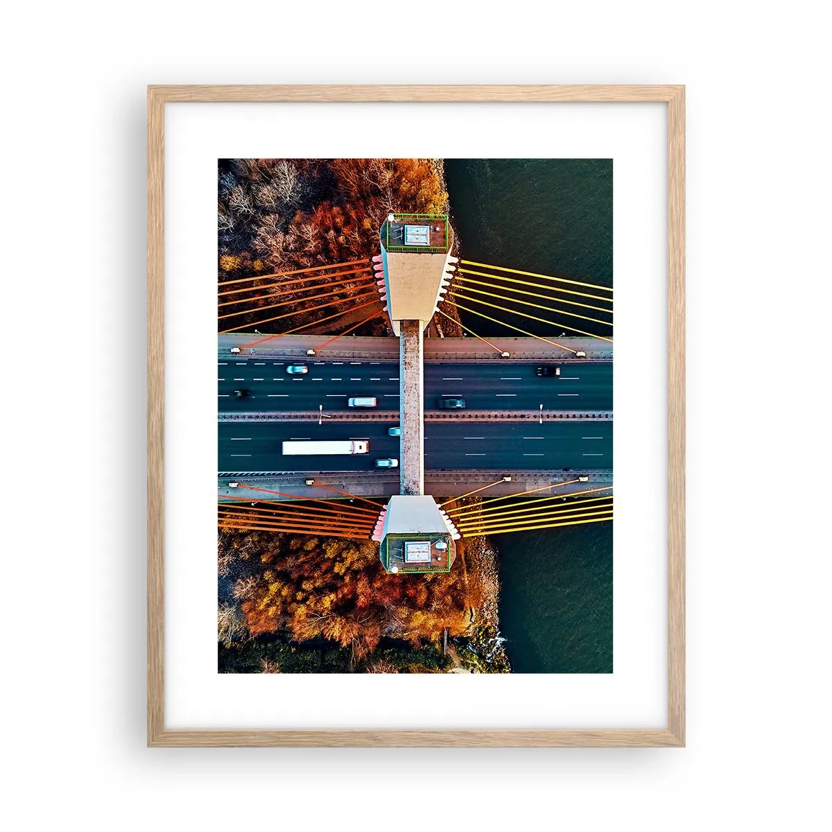 Plakat i ramme af lyst egetræ - Bag vandet, bag skovene - 40x50 cm