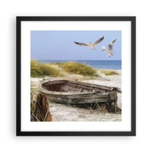 Plakat i sort ramme - Badet i vinden - 40x40 cm